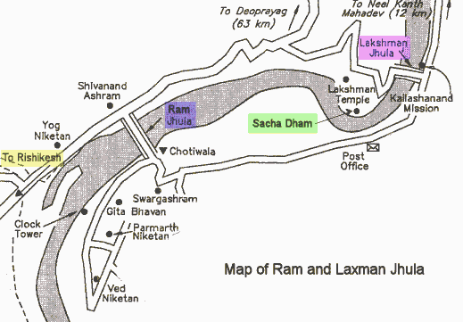 Map Ram Jhula - Laxman Jhula